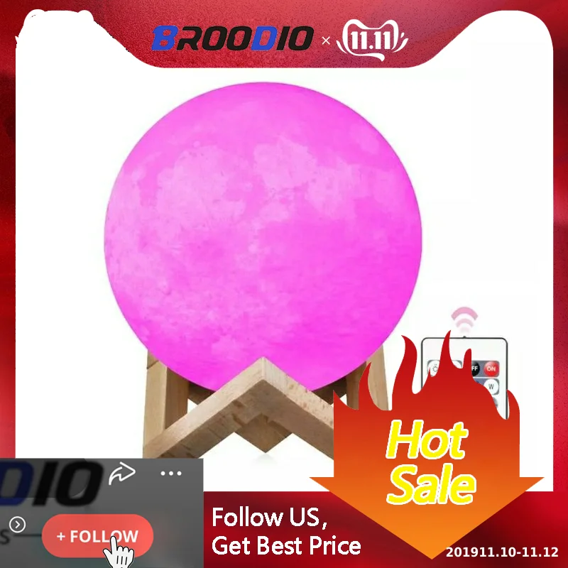 

Rechargeable Moon Lamp 16 Color Change 3D Light Touch Switch 3D Print Lamp Moon Bedroom Bookcase Night Light Creative  Chil