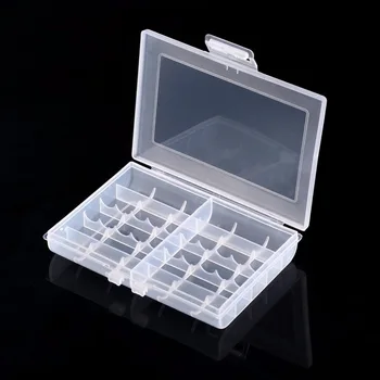 

Transparent Hard Plastic Case Battery Storage Case Holder Storage Battery Box For 10 x AA or 14 x AAA Battery