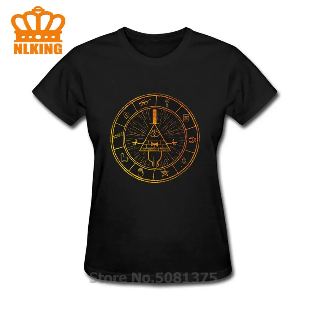

Retro style The Bill Cipher Wheel Gravity Falls Print T-Shirts Gravity Falls Mysteries Logo For Cosplay T Shirt Women Tops Tees