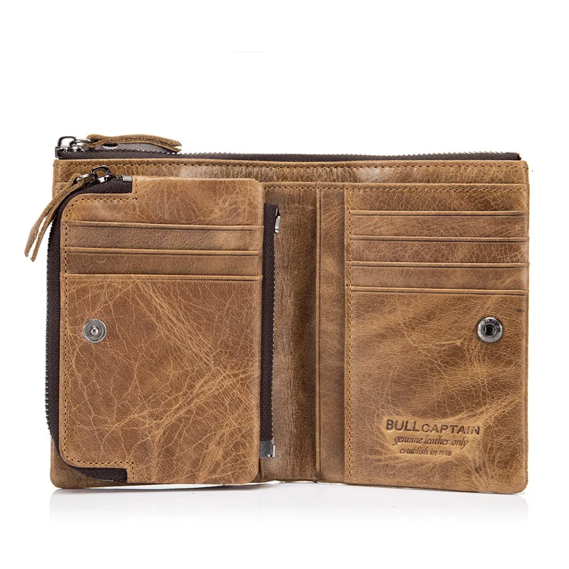 

Men Wallets Leather Man Head Layer Cowhide Doka Position Split Small Change Package Card Purse