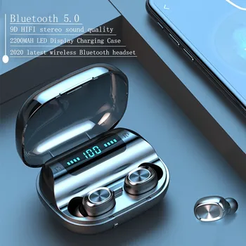 

Wireless Earphone 2020 New Bluetooth 9D HIFI Sport Headset LED 2200MAH Charging Case For iPhone HUAWEI Wireless Earphones