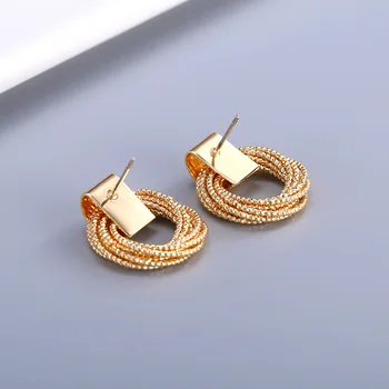 

SINTA Fashion Stainless Steel Exaggerated Metal Earrings Creative Circle Women Earrings for Gift