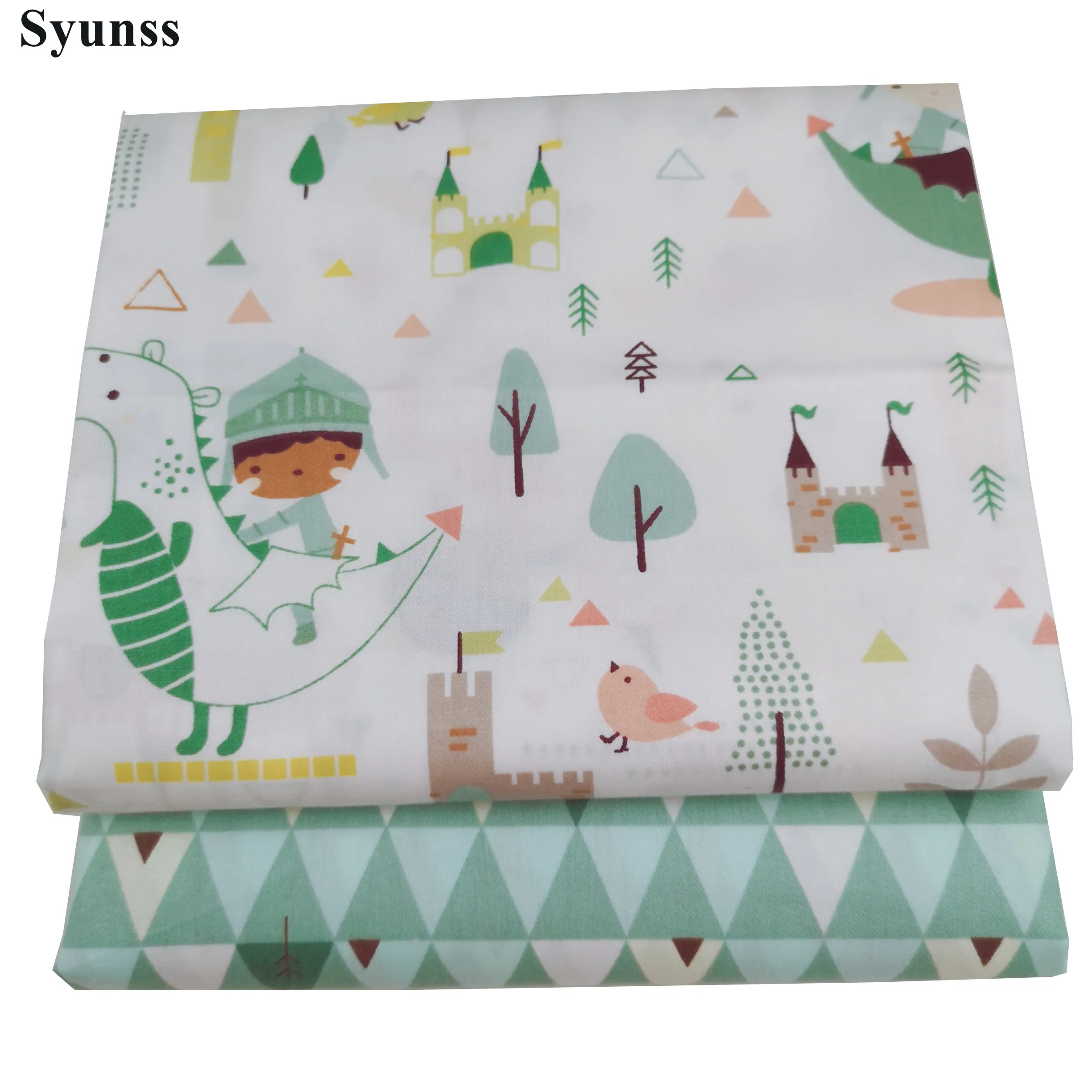 Syunss зеленый замок с животным принтом хлопчатобумажная ткань для Diy лоскутное