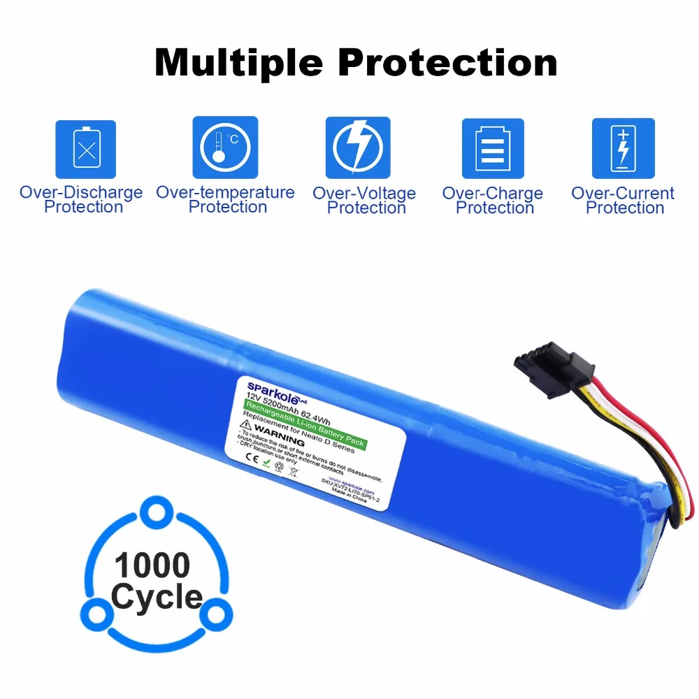 Sparkole 12V 5200mAh литий-ионная аккумуляторная батарея для Neato BotVac 70e 75 80 85 D75 D85 пылесос для neato Botvac D серии