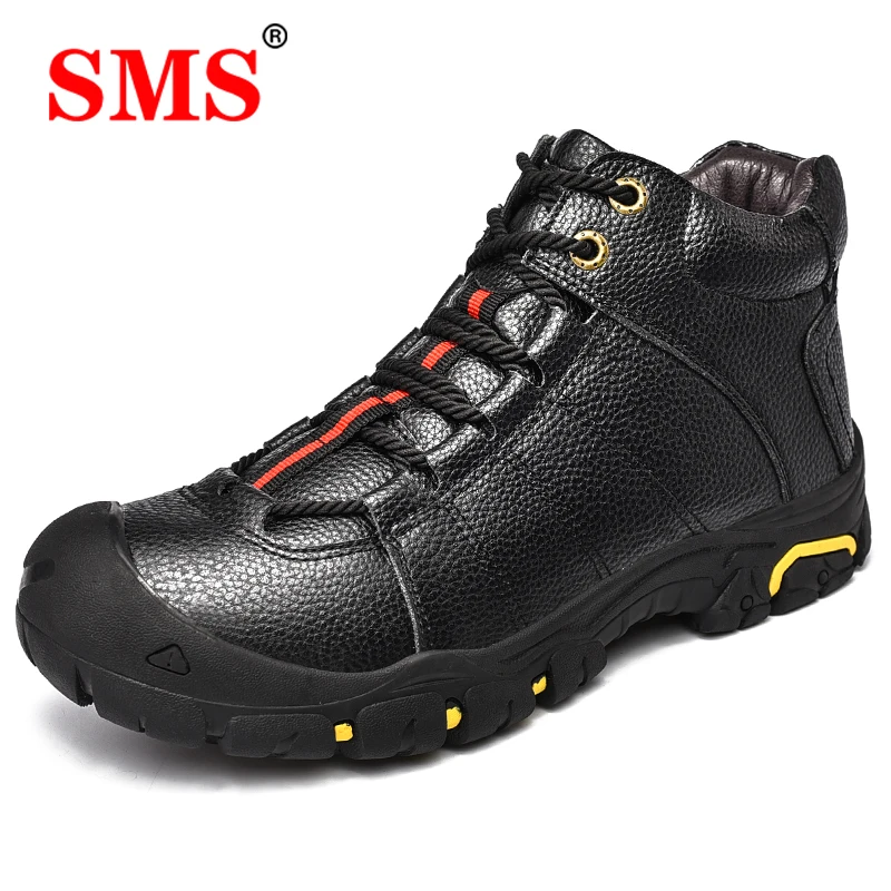 SMS Men's Tactical Boots Leather Winter Warm Outdoor Shoes Comfortable Sneakers Non-slip Mountain Hiking Shoes Hunting Boots