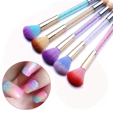 1pc זוגי Headnail מברשת ספוג שיפוע עט גליטר אבקת נייל אמנות כלים Кисти Для Маникюра נייל מברשת Для Маникюра(China)