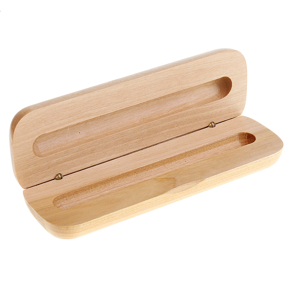 Finest Wood Ink Pen Pencil Case Display Box Travel Accessory Beige 17cm