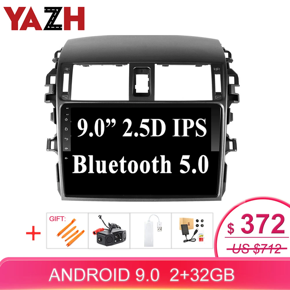 Автомобильная Мультимедийная стереосистема YAZH Android 9 0 для Toyota Corolla 2008-2012 с 1024*600 4K