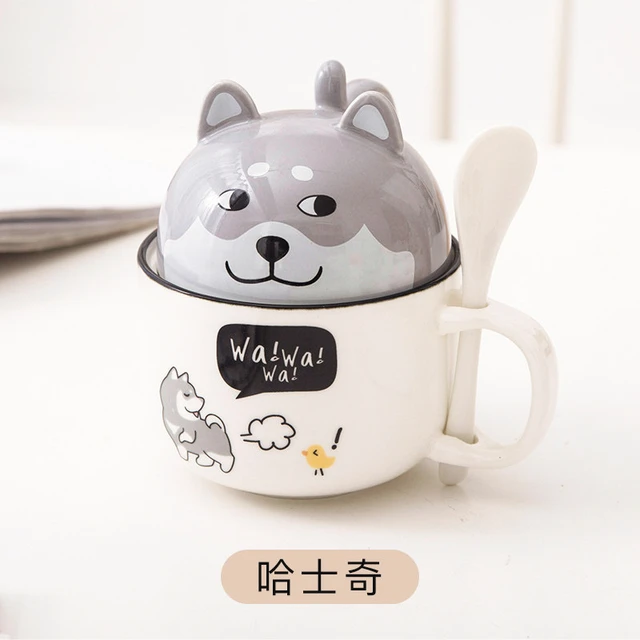 Cute Coffee Ceramic Cup With Handle With Lid Spoon Cartoon Couple High  Value Mug Home Drinking Cup Girls Office Coffee Milk Cup - AliExpress