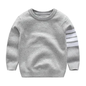 

Solid Baby Boys Sweater Knitted Children Outfit Coat Autumn Warm Infant Sweater V-Neck Striped Sleeves Cotton Blended Comfort