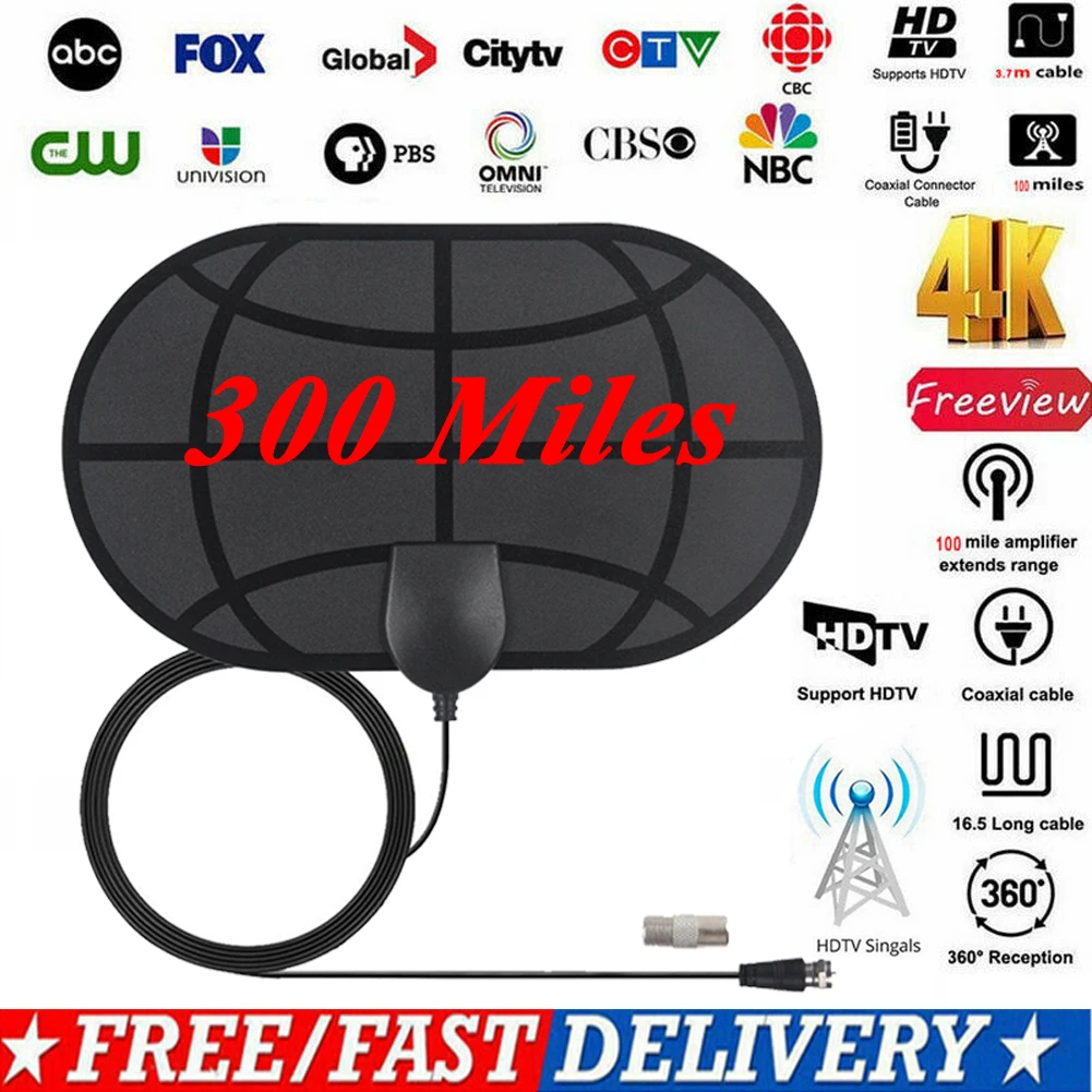 Горячая антенна ТВ цифровой HD Skywire 4K 300 Mile Range Antena цифровой Крытый HD 1080P