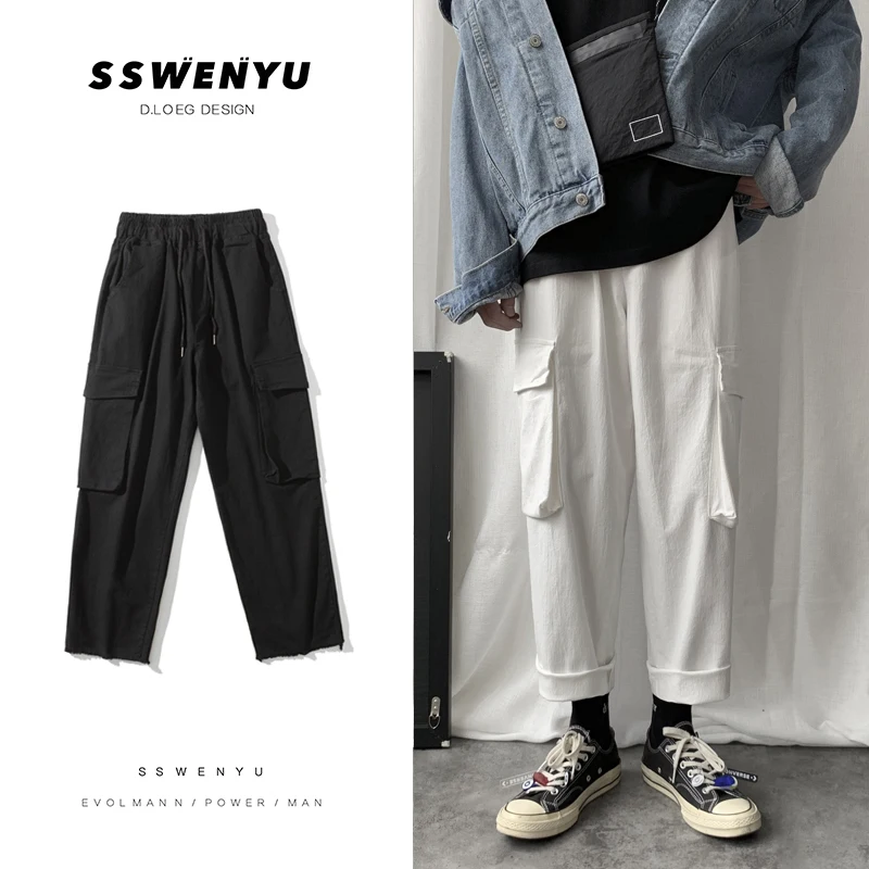 

Autumn New Overalls Men Fashion Solid Color Casual Multi-pocket Tooling Hip Hop Trousers Streetwear Loose Joggers Sweatpants Men