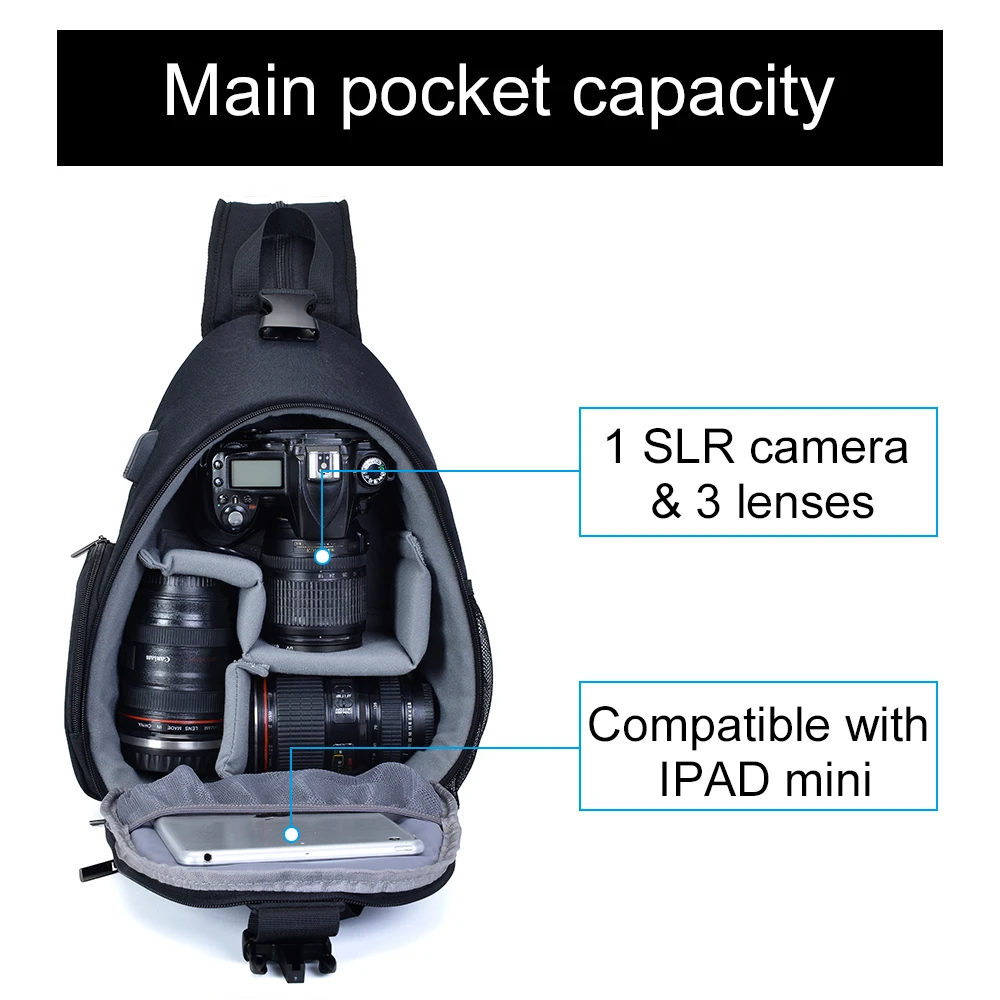 CADeN DSLR Camera Backpack for Nikon Sony Canon Photography Equipment Shockproof Water-resistant Shoulder Bag for Outdoor Travel