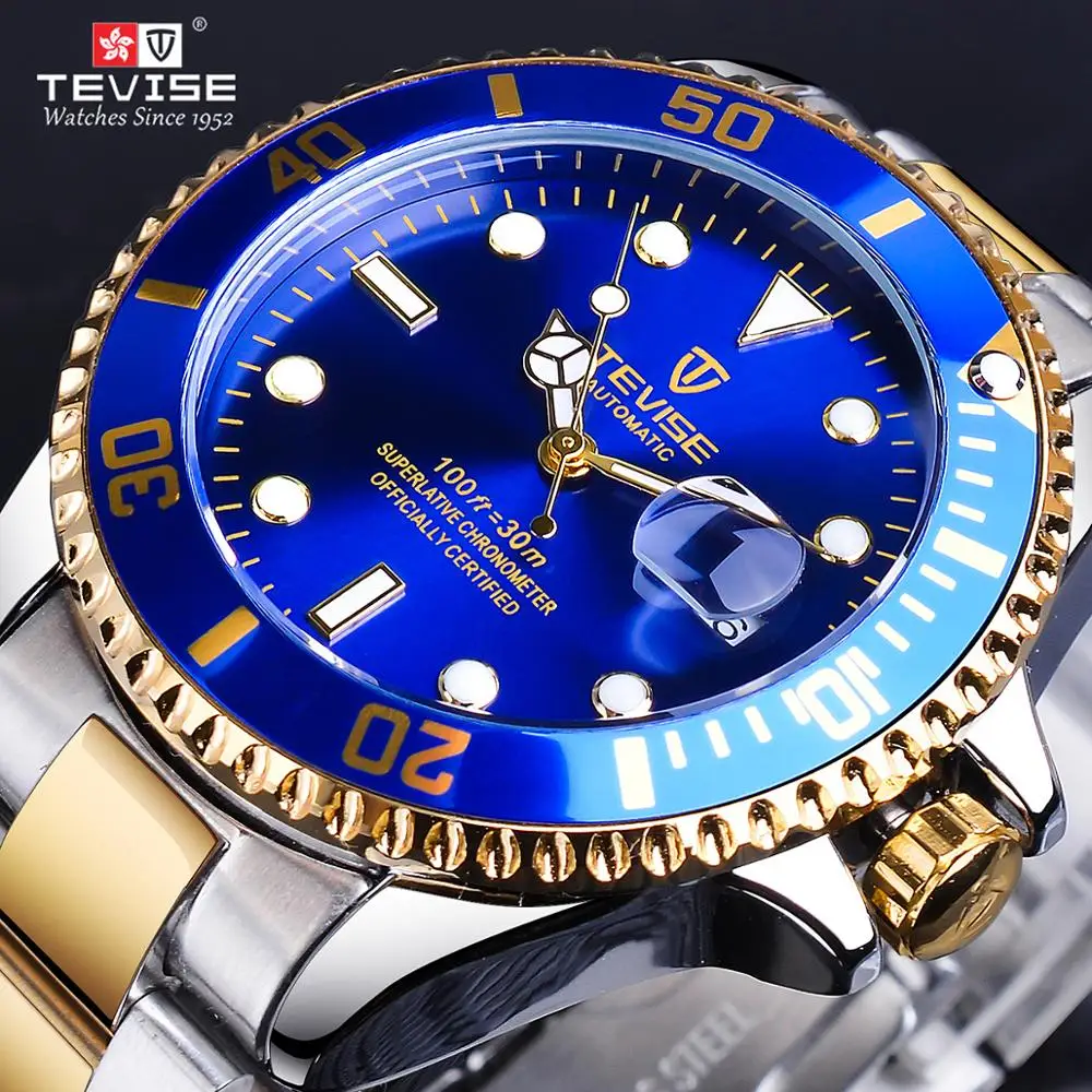 

Tevise Deep Ocean Design 2020 Fashion Calendar Royal Blue Mens Automatic Mechanical Wrist Watch Top Brand Luxury Male Clock