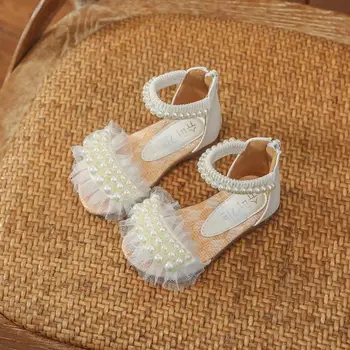 

Brand Children Shoes Kids Girls Fashion Princess Cute Elsa Sandals Kids Chaussure Enfants flower lace Flat Party Shoes