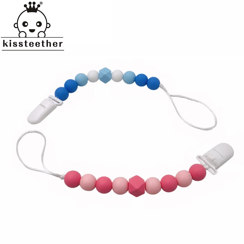 

Baby Teether Pacifier Chain Organic Teether Natural Teething Grasping Toy Silicone Beads Toddler Teether Newborn DIY Baby Gift