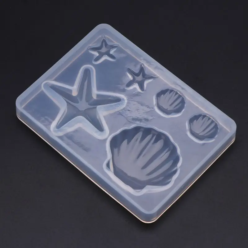 Q0KE Silicone Mold Sea Shell Starfish DIY Epoxy Resin Jewelry Making Pendant Cake Decoration Mirror Crystal Handmade Crafts | Украшения и