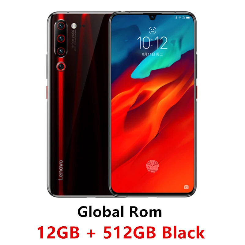 Lenovo Z6 Pro Snapdragon 855 с глобальной прошивкой, Android P ZUI 11, 4G, LTE, экран 6,39 дюйма, отпечаток пальца, 4 камеры, 4000 мА/ч, для распознавания лица - Цвет: 12G 512G BLACK