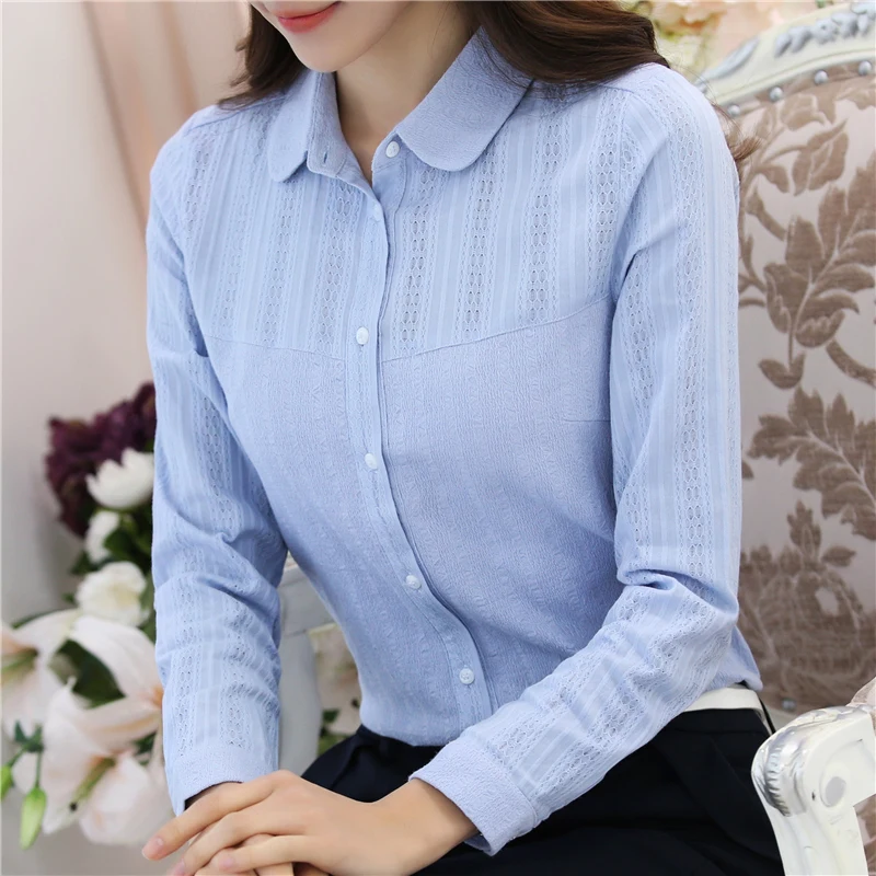 

Women Shirts Elegant Women Cotton White Shirt Korean Fashion Woman Lace Print Blouse Shirt Plus Size Blusas Mujer De Moda 2019