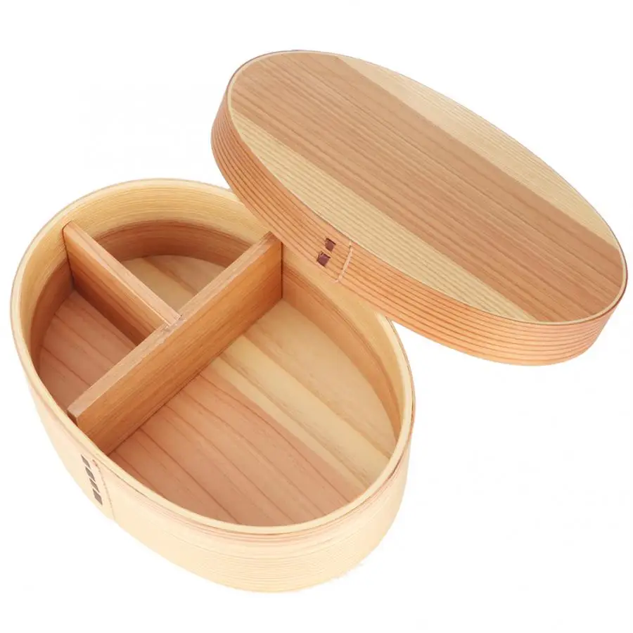 1 слой Bento Box деревянная коробочка для обедов деревянная-суши-посуда чаша для еды, контейнер с палочками для хранения