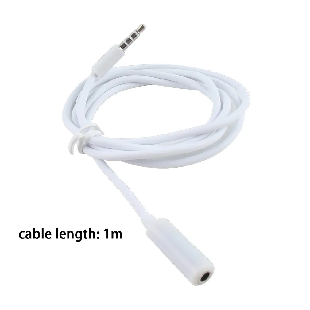 1M 3 5mm Earphone Extension Cable Female to Male F M Headphone Headset Stereo Audio Extension Cable Cord White drop ship