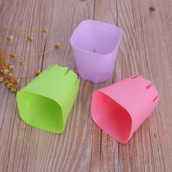 

2020 New Square Plastic Colorful Plant Flower Pot Basket Tray Planter Home Garden Decor
