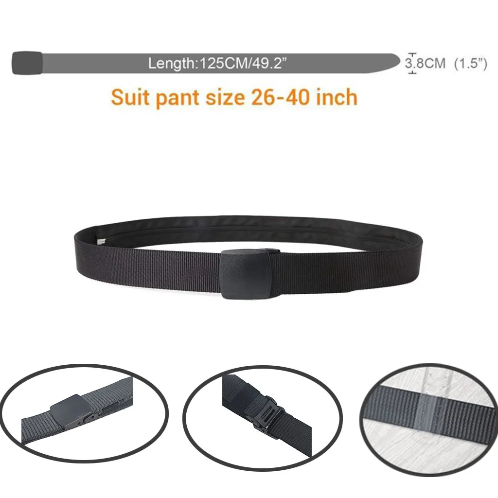 Unisex Belt Hidden Cash Travel Security Money Belt Zip Pocket Waist Wallet Anti-Theft Bag pasek damski cinturones para hombre#H