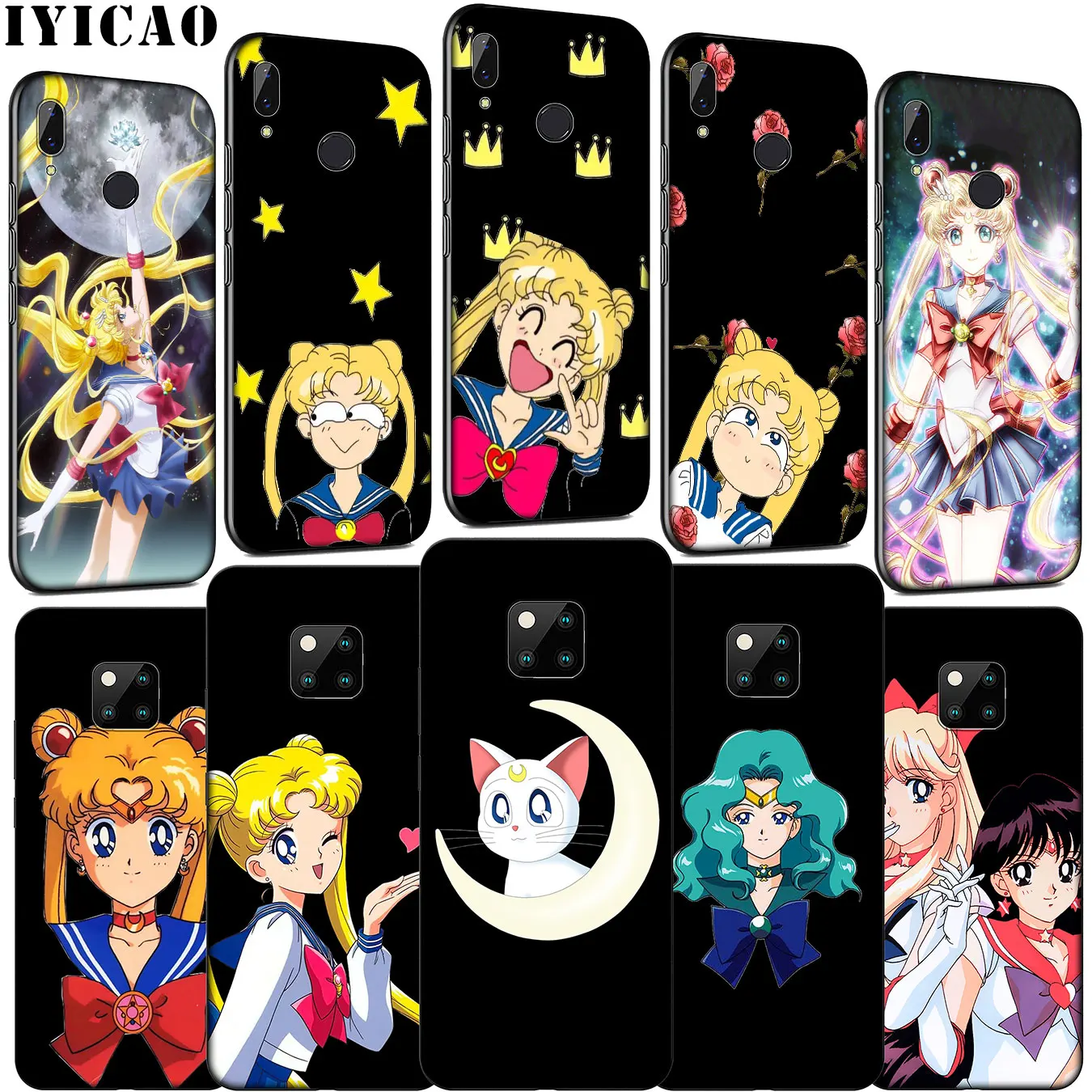 Мягкий силиконовый чехол для телефона IYICAO Pretty Soldier Sailor Moon Senshi Huawei Mate 30 20 10 Pro Black Nova