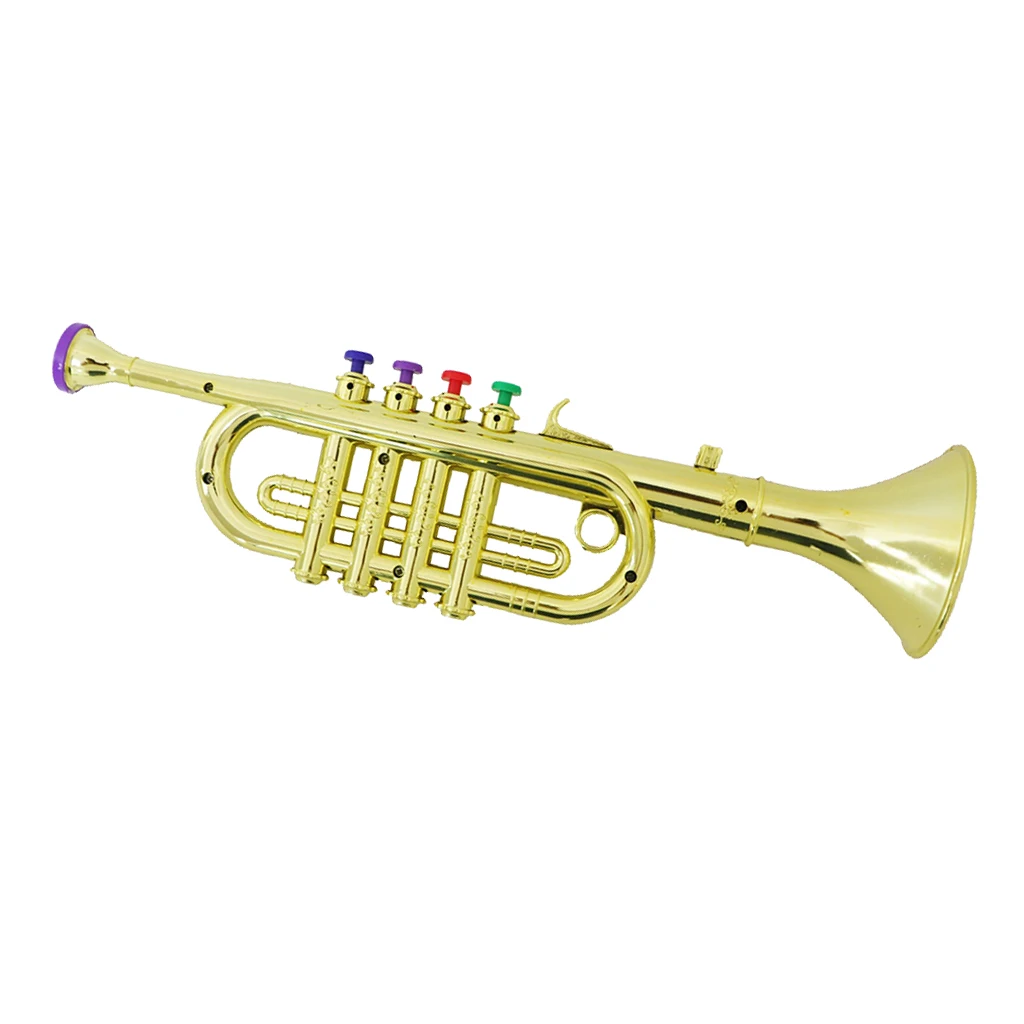 trompeta de niños Trompeta de juguete para niños de 3 a 5 Simulación de  llaves metálicas Trompeta de juguete para niños Trompeta de juguete para  regalos Plata 36x13cm Fanmusic trompeta de niños