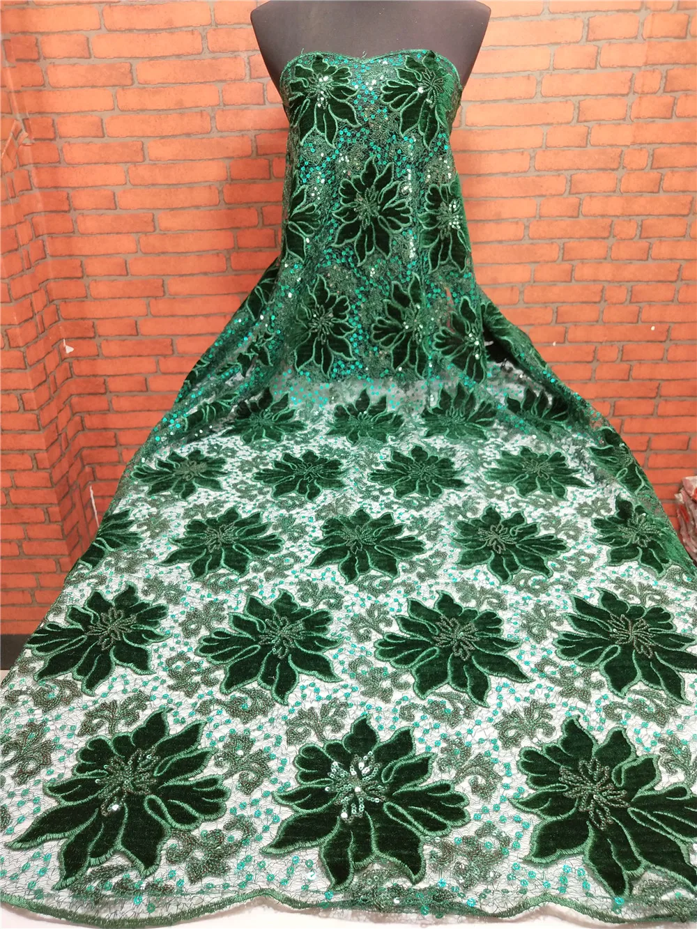 African lace fabric 5yds/pce linac velvet 3cm&5cm shiny sequins mesh fabrics women gorgeous luxury lagos party nigerian asoebi - Цвет: 5