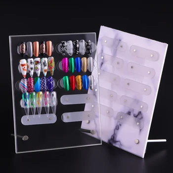 

Nail art display stand transparent Acrylic Marble 24/10 display tape dustproof Sample color board display nail holder MZ253