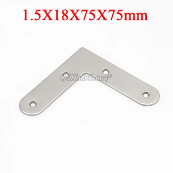 

50PCS 304 Stainless Steel Flat Angle Corner Braces L Shape Furniture Connecting Fittings Frame Board Support Brackets 18X75X75mm