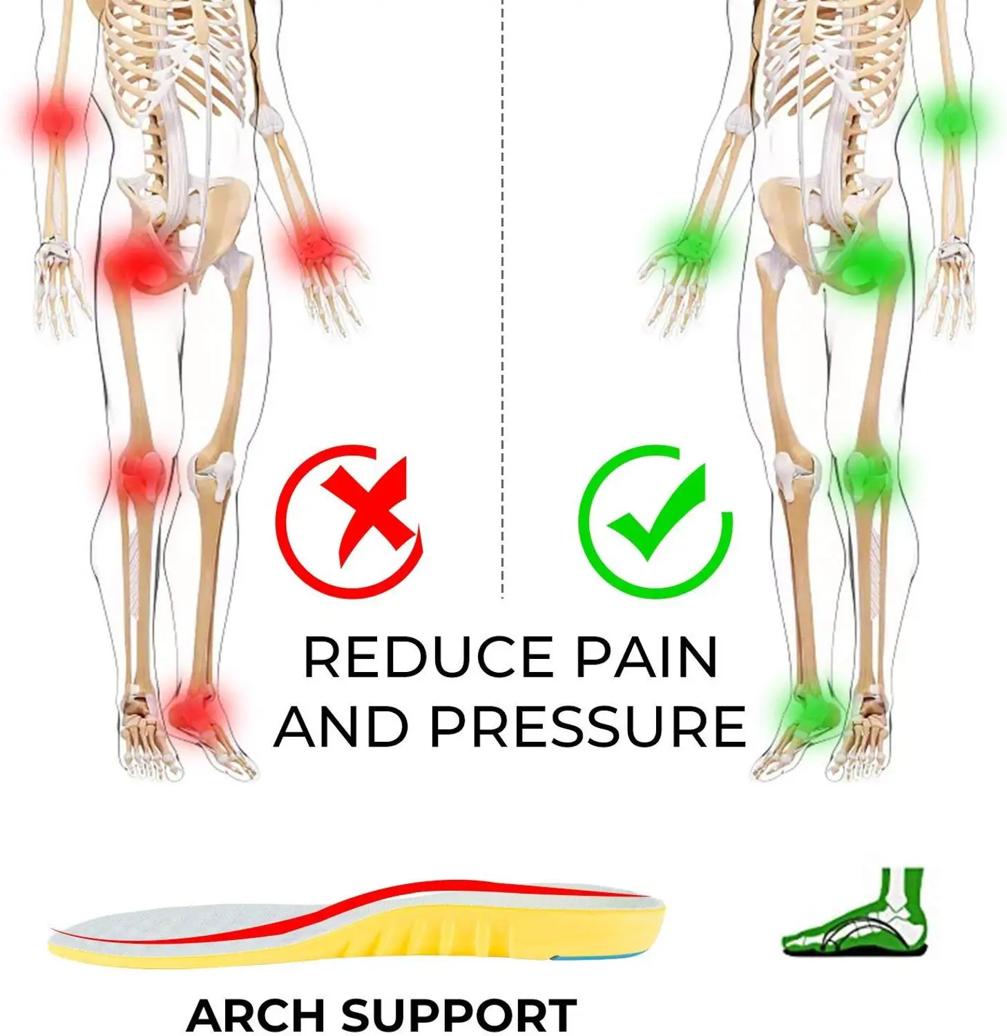 Ортопедические стельки-супинаторы Plantar Fasciitis плоские ноги боль в пятке спортивные стельки эластичные поглощения унисекс мягкие подушки