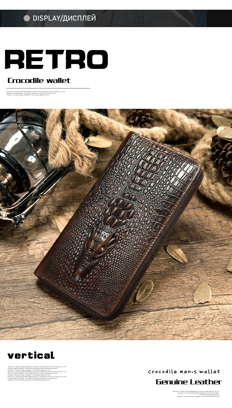 Мужской кошелек/клатч WESTAL, мужской кошелек из натуральной кожи, винтажная мужская сумка-клатч с узором «крокодиловая кожа», держатель для карт, сумка для денег