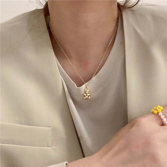 Bear Pendant Pearl Necklace Lovely Bear Gold Chain Necklaces For Women Jewelry