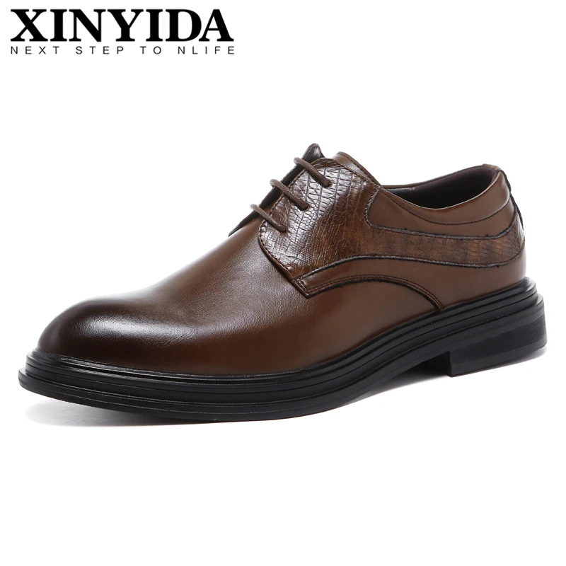 

New Arrival Pointed Toe Men Shoes Lace Up Breathable Casual Business Dress Shoes British Fashion Men Leather Shoes Size 38-44