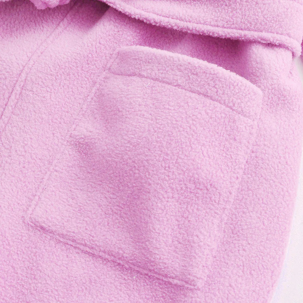 Toddler Boys Girls Solid Hooded Bathrobes Solid Colour Flannel Pajamas Bathrobes Towel Cotton Soft Light Night-gown Sleepwear
