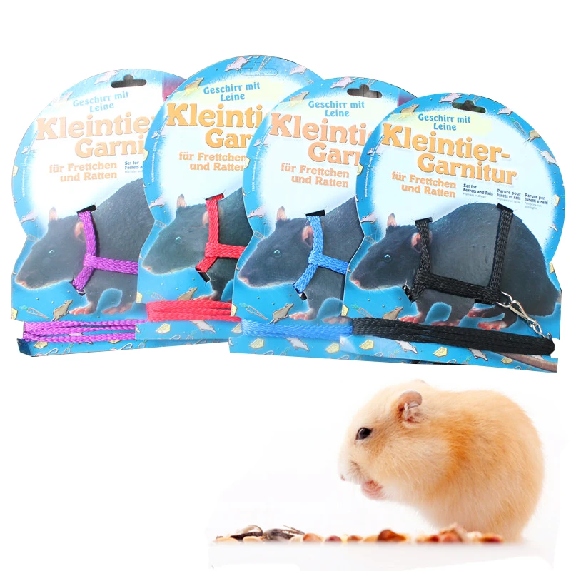 

Popular Hamster Gerbil Cage Playhouse Nylon Adjustable Harness Leash with Bell