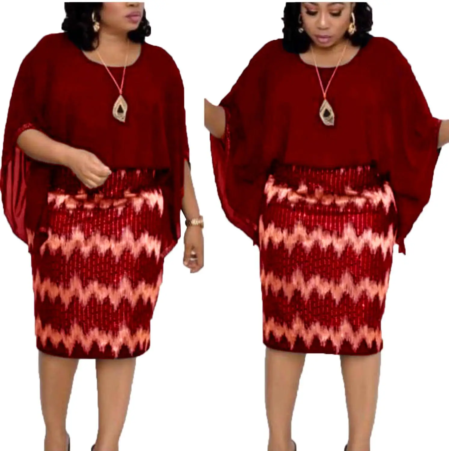 Стиль африканская женская одежда Дашики мода стрейч принт рукав летучая мышь платье Размер l-xxxl YWQ675