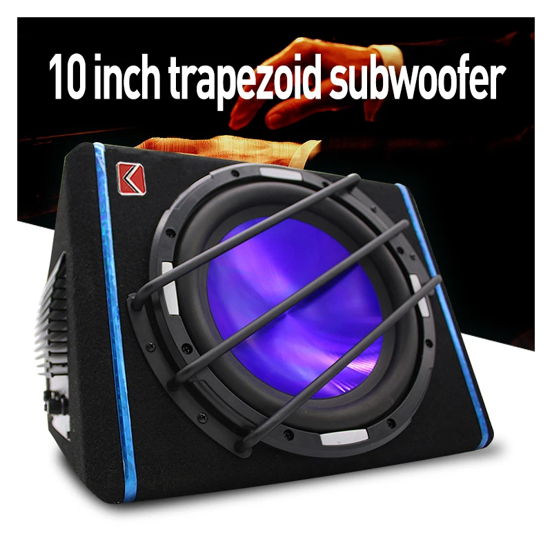 1200W 10 Inch 4ohm Car Audio Active Subwoofer Speaker Heavy-duty Trapezoid Sound System Loudspeaker