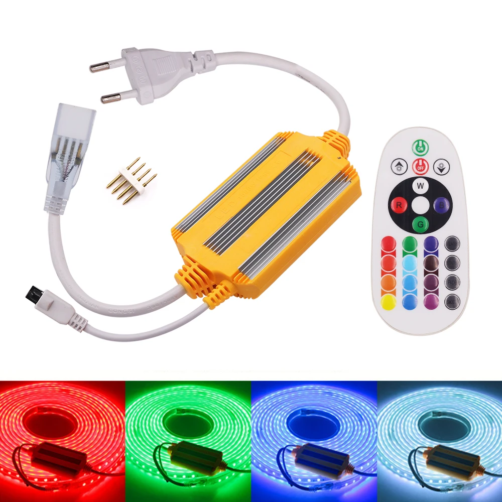 

24Key LED RGB Controller AC 220V 1500W IR Remote Controller for SMD 3528 5050 RGB LED Strip Lights