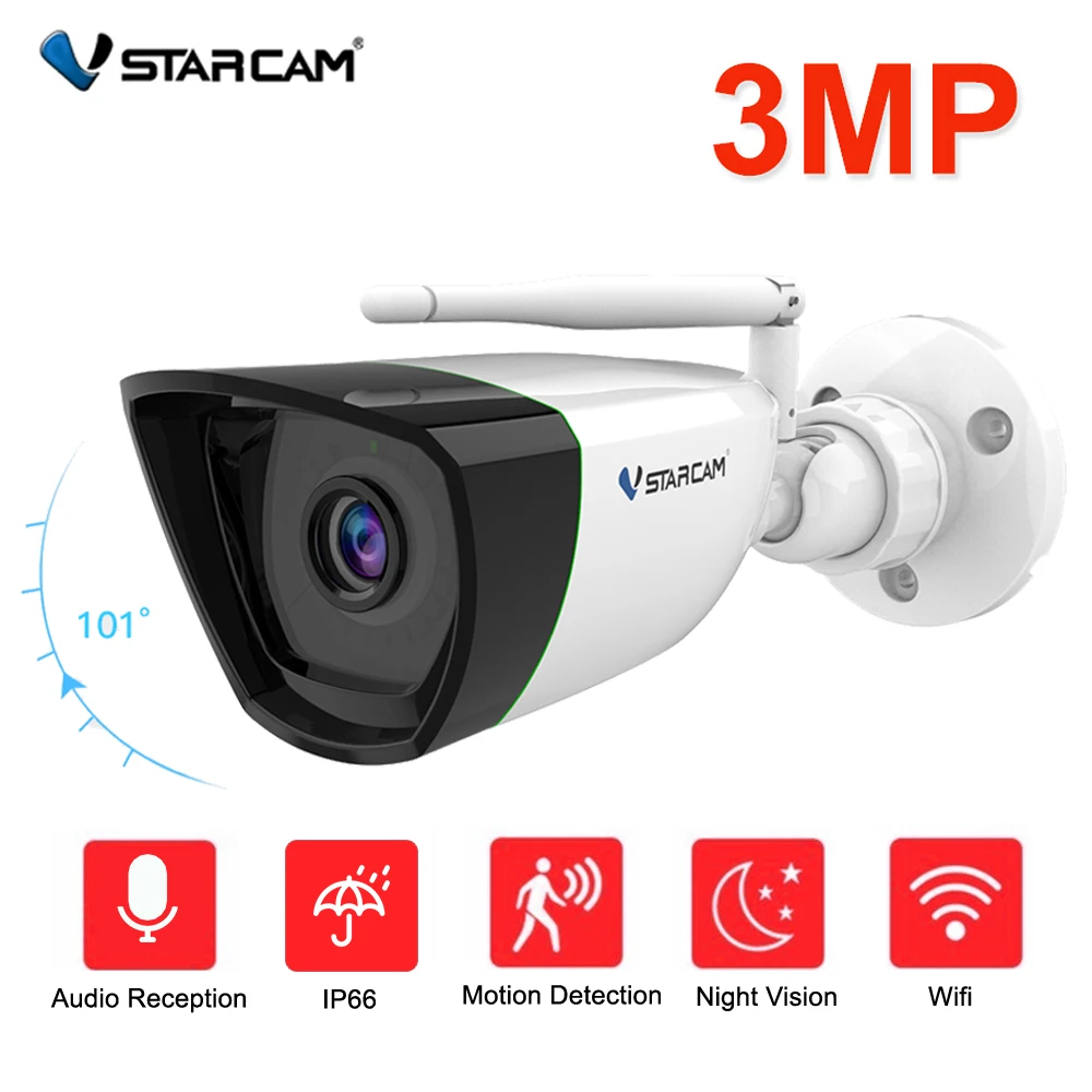 Vstarcam 3MP 1080P Наружная цилиндрическая IP камера Wifi видеонаблюдения ИК Сигнализация