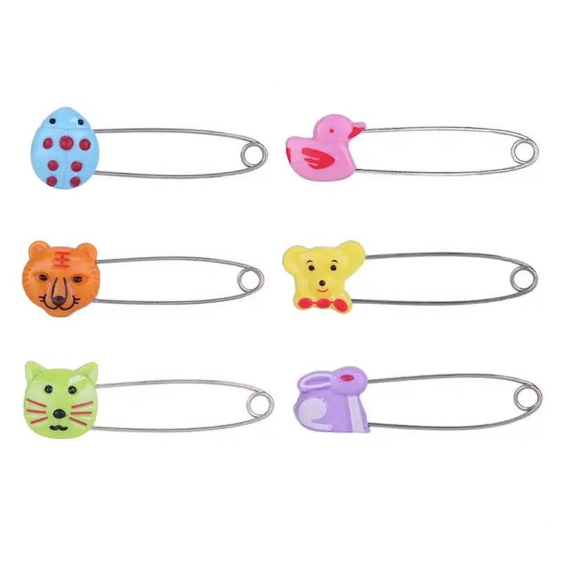 4/6pcs Plastic Head Safety Pins Infant Kids Cloth Nappy Locking Buckles Baby Care Shower Diaper clips candy color Brooch Holder - Цвет: 6PCS