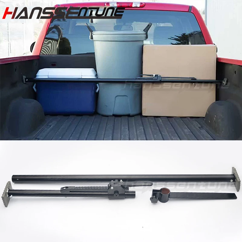 HANSSENTUNE 4x4 Universal Pickup Truck Adjustable Ratcheting Cargo Bar with Stabilizer support 56-70"