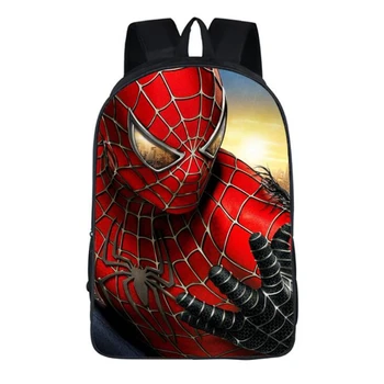 

Disney Cartoon Backpack Boys Lovely Superhero Spider-Man Schoolbag Two Layer Zipper Nylon Bookbags 16 inch