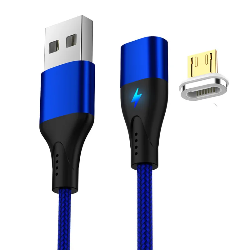 3A Магнитный кабель Micro USB для быстрой зарядки type C usb-кабель для Xiaomi 1 м Магнитный Быстрый зарядный кабель type-C USB для samsung - Цвет: Blue Micro Cable