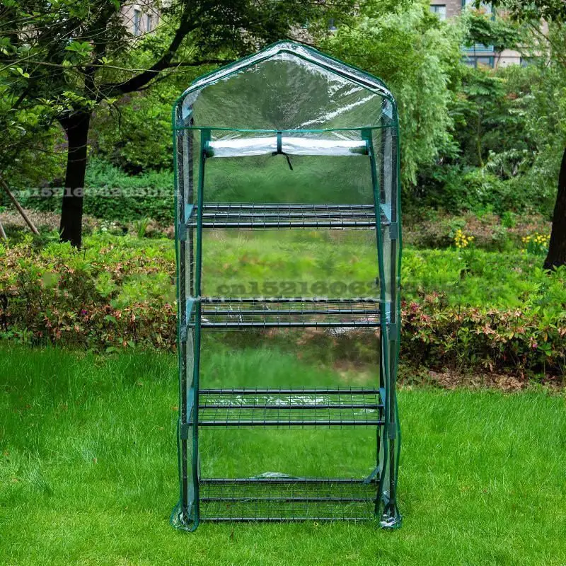 4 Tier Mini Greenhouse PVC Outdoor Garden Metal Frame Grow House With Shelves 