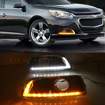 

CSCSNL 1 Set LED Daytime Running Lights DRL Fog Lamp With Yellow Turn Signal for Chevrolet chevy Malibu 2011 2012 2013 2014 2015