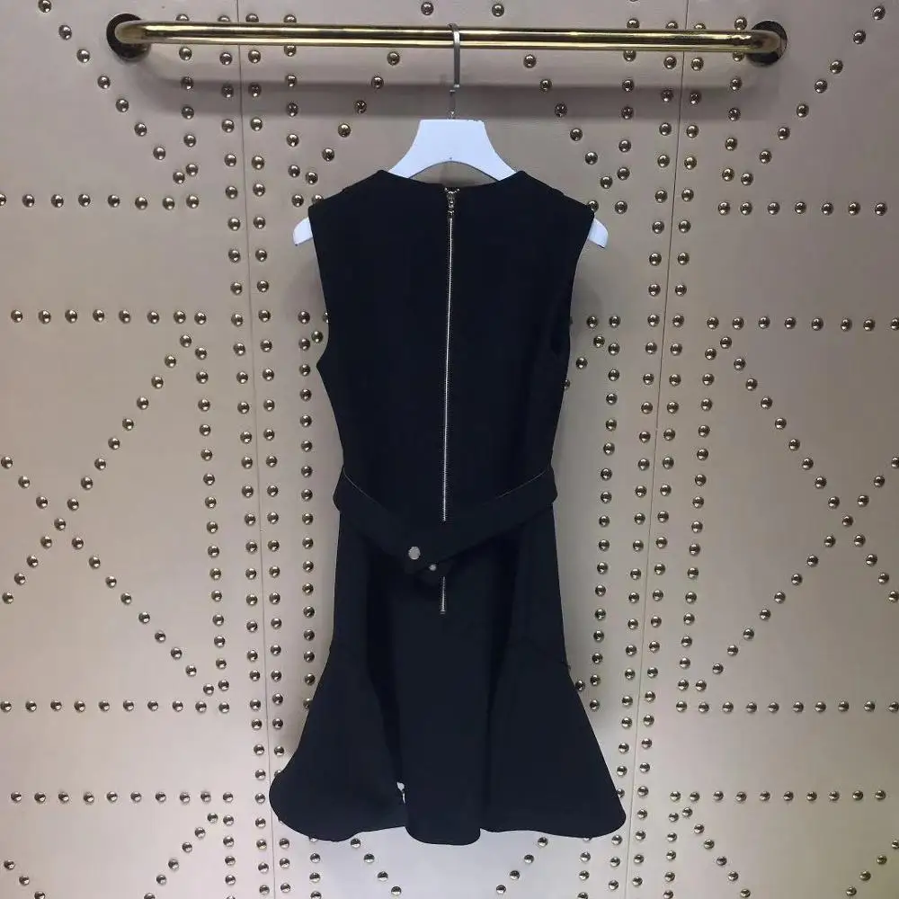 106092 black white fashion new polyester Casual women dress autumn