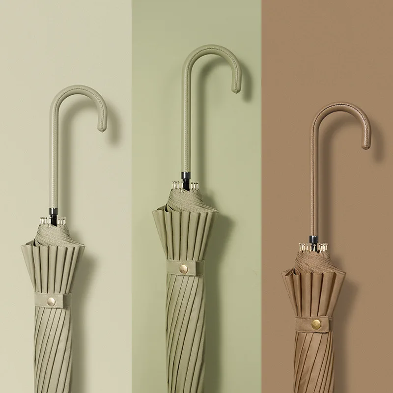 Новинка 2020 маленький зонтик с длинной ручкой женский кожаный изогнутой